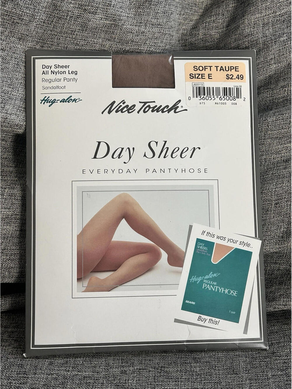 Vintage Sears Nice Touch Day Sheer Pantyhose Soft Taupe Size E Sandal Foot